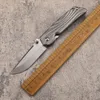 A0220 Cuchillo plegable de gama alta AUS10 Hoja de punto de caída satinada CNC TC4 Mango de aleación de titanio Cojinete de bolas EDC Navajas de bolsillo