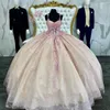 Champagne Sweet 16 Quinceanera Dress Spaghetti Strap Appliqued Lace Tull Ball Gown Princess Party Birthday Dress 15 Vestidos De