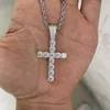 Hq Gems 26x50mm kruishanger 925 sterling zilver d Vvs Moissanite diamanten Chian ketting