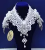 Superbe chaîne d'épaule pas cher col haut dentelle Appliques Noble cristal collier de mariée tempérament perles accessoires de mariage 3728587