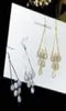 Tassel Super Flash Wedding Fashion Jewelry Geometric Diamonds Anti-allergiska snöflingor Studörhängen för kvinnors kristaller från Rovski4108753