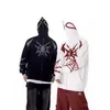 Y2k anime hoodie överdimensionerad spindel mönster handduk broderad zip upp harajuku hip hop länge ärm full tröja 240123