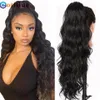 Body Wave menselijk haar trekkoord staart clip in Braziliaanse remy natuurlijke kleur hittebestendige staart voor dames 240130