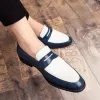 Casual Spring New Men Classic Color Block Flat Loafers Fashion Leather S Office Wedding Business Shoe Shoe Shoe