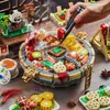 Blocchi Creativo Cibo Cantonese Tè del Mattino Cibo Building Block Tradizionale Cinese Dim Sum Sichuan Spezzatino Mattoni Giocattoli Per I Bambini Regalo