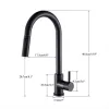 Robinet de cuisine noir extractible Flexible, buse à 2 Modes, mélangeur d'eau chaude et froide, robinet pulvérisateur monté sur le pont et robinets SUS 304