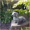 庭の装飾ダックスフンド彫像装飾メモリアル犬の置物アクセサリー屋外の装飾ビッグフィギュアドロップ配達DH1SC