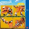 Blocos de cidade, animais do zoológico, mini bloco, dinossauros jurássicos, tijolo de construção, 3 mudanças, tiranossauro rex, tubarão tigre, brinquedo educacional para presentes