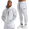 Trainingspakken voor heren Trainingspak Gymsportpakken Hoodies Fitness Katoen Sportkleding Trui met capuchon Joggingbroek Tweedelige set Trainingskleding