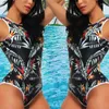 Women's Swimwear Bikini 2024 Ladies One Piece Push-up Sexy Halter Print Set Triangle One-Piece Swimsuit