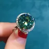 Luomansi luxo 5ct 11mm conjunto de colar de anel verde passou no teste de diamante s925 prata joias de casamento aniversário 240130