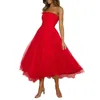Casual Dresses Women s Summer Strapless BodyCon Tulle Dress Elegant Backless Midi Prom Cocktail Wedding Party A Line