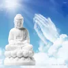 Dekorativa figurer Boutique White Marble Buddha Statue Sakyamuni Apotekare Amitabha Hem och bildekoration Stone