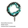 Link Bracelets Women Men Unisex Natural Turquoise Stone Bracelet Set Black Beads Cross Feather Sunflower Charm Bangle Cuff Jewelry