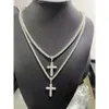 Wholesale Luxury Vvs Moissanite Diamond Tennis Chain with Cross Necklace Silver Plated Jewelry Chain