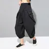 Kvinnor Pants Ladies Knickerbockers Gunched Leg Spring/Summer Classic Black Personality Pleated Design Loose Casual