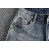 Jeans masculinos 2024 retro desgastado olhando lavado rasgado moda desgaste lápis calças estiramento confortável cortado