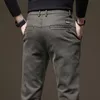 2023 Autumn Men's Slim Straight Casual Pants Elastic Waist Fashion Korean Cargo Pants Brand Trousers Black Coffee Grey 240125