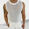 Heren Vesten Mode Gebreide Trui Tank Top Zomer Hol Breien Hemdje Mouwloos O Hals Effen Voor Mannen Vest Vintage Streetwear