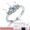 GRA GHINY REAL 1CT D Color Diamond Wedding Rings for Women Original 925 Sterling Silver Luxury Quality Fine Jewelry 240227