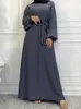 Selle Simple Style Moroccan Dresses Kaftan Turkey Solid Color Gulf Abayas Islamic Women Long Dress Muslim Saudi Robe Ramadan 240125