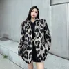 Ретро-блейзер, женский леопардовый модный твидовый теплый пальто, осенне-зимняя уличная одежда большого размера 240122