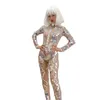 Wear Scary Mirror Sequin Sequin Long Man Man Goode Femmes Jumps Contanistes Stretch Stretch Mesh Plays Cuisse Costumes de danse Pole Dance