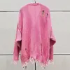 Kvinnors stickor Ströja Kvinnor 2024 Spring Tie Dyed Broken Hole Sticked Cardigan High Quality Pure Cotton Långärmad Top Crop Knit Y2K Coat