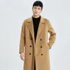 Men's Knitted 100 Wool Coat High grade Comfortable Polo Collar Full Sleeve Men's Cardigan Double sided Wool Coat 4 colors 240122