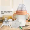 Silikon baby matning flaska barn kopp barn tränar vatten med lång halm separation anti-fall född 240125