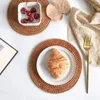 Masa Paspasları Placemat Pad Coasters Mutfak Rattan Kase Dolgu Mat Yalıtım Yuvarlak Placemats Dokuma El yapımı