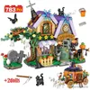 Blocs 783 pièces ville Mini Halloween Architecture blocs de construction amis maison chalet citrouille chariot chiffres briques jouet pour enfants cadeaux