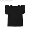 T-shirts enfant en bas âge bébé filles garçon manches volantes solide coton t-shirt hauts tenues d'été vêtements pour enfants 0-4T Q240218