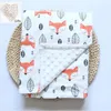 born Thermal Cotton Flannel Fox Swaddle Wrap Blankes For Infant Bebe Bedding Quilts Rabbit Toys Set 240127