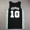 Rodmans nr 10 Jersey broderad version av 93-94 säsong Retro Mesh broderad basket uniform Big Bug Top