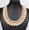 Trendy Classic Statement Necklace Multi Strand 3 Layers Pearl Beaded Halsband Fashion Women Statement Choker Necklace Jewelry8744521