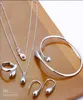 Mode smycken set 925 sterling silver pläterad vatten dropphalsband örhängen ring armband för kvinnor bröllop gåvor 2238260
