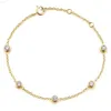 Bracciale Gia da donna in vero oro 18 carati con diamante naturale da 0,25 ct VVS con cinque diamanti e castone