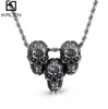 Rostfritt stål tre skalle hänge halsband för män hiphoprock mode personlig metall manlig trendiga smycken76636682638823