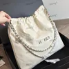 22 torba na śmieci wosk o olej skórzane damskie torba na ramię 33 cm skórzana diament Gingham złota srebrna sprzęt metalowa klamra luksusowa moneta łańcucha urok Crossbody Bag Designer