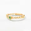 Anneaux de bande 0IC 9K Gold Vermeil Plaqué Naturel Emerald Star Bague en 925 Sterling Sier Engagement Bijoux de mariage pour cadeau8509750 Drop Dhwyk