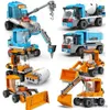 Bloklar Şehir Yapı Blokları Beton Mikser Excavator Vinç Yük Mühendislik Kamyonları Model Setler Dolls DIY Tuğlalar Figür Çocuk Oyuncakları Hediye