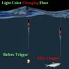 여름 낚시 스마트 LED 플로트 플로트 2pcs 물린 알람 어류 조명 자동 야간 전자 변화 부표 CR425 배터리 240119