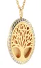 IJP0366 roestvrijstalen inleg kristal ronde boom aromatherapie etherische oliën diffuser parfum 12 pads hanger ketting sieraden6893511