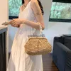 Totes Luxury Designer Trendy Straw Weaving Soulder Bag Versatile Small Beading and Bag For Women Summer Casual beac Travel Purseh24218