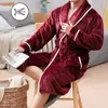 Men's Sleepwear Men Bathrobe Fleece Winter Warm Flannel Robe Plush Shawl Male Bath Lounge Nightgown