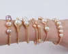 Freshwater Pearl Bead Wrapped Adjustable Cuff Opening Bangle Bracelet For Women6127295