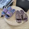 Designer Slides Chaneles Heels Sandals British Round Toe Tjock Sole Handmade Woven Hemp Rope Surface Slippers Kvinnor bär avslappnad den yttre epbl