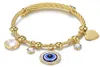 2021 Moda Simple Evil Eye Acero inoxidable Oro Turco Islámico Mujer Pulsera Pulsera Ojo Azul Charm Tamaño Pulsera ajustable 1452651