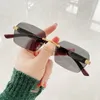 Sonnenbrille Randlose Quadratische Frauen Männer Markendesigner Vintage Sonnenbrille Luxus Mode Retro Spiegel Farbverlauf